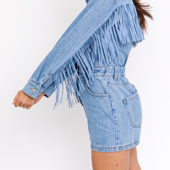 Hampstead Denim Fringe Romper - Picture 6 of 7